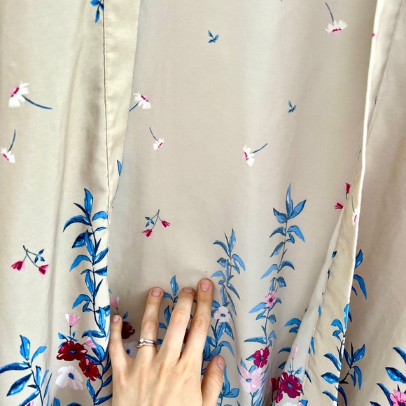 Bohemian Printed Floral Kimono Jacket Open Cardigan Cream Pink Blue Cropped Cape - Picture 6 of 9